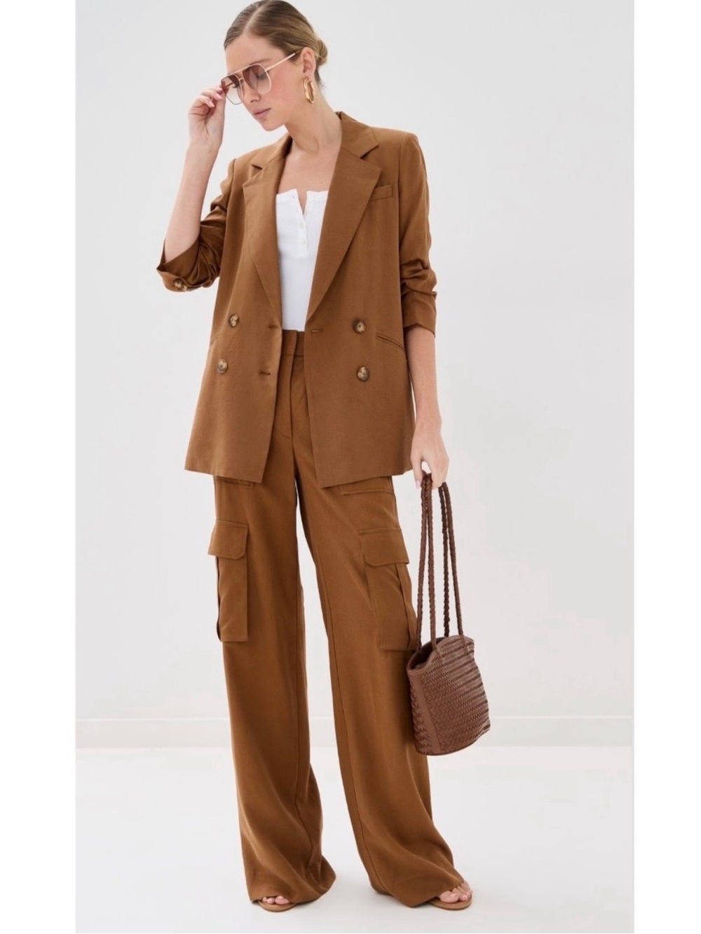 Veronica Beard Rupert Double-Breasted Blazer in Whiskey Size 8 - Picture 2 of 15